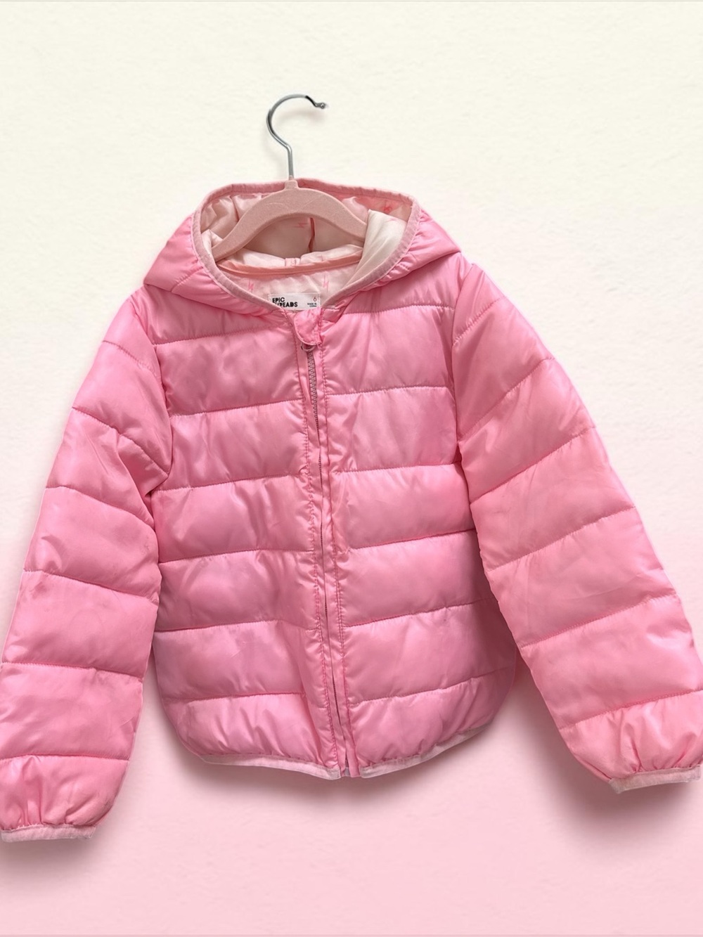 Epic Threads Pink Hooded Puffer Jacket - Girls Size 6